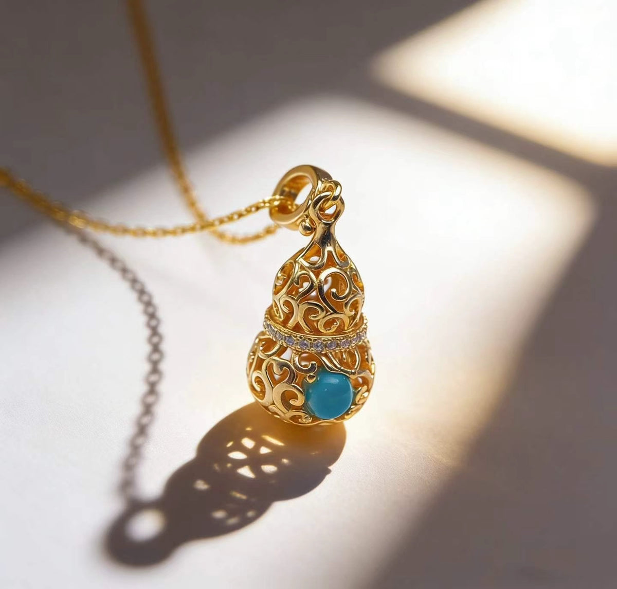 Spirit Gourd S925 turquoise pendant - handcrafted by Wudang artisans | Turquoise Princess