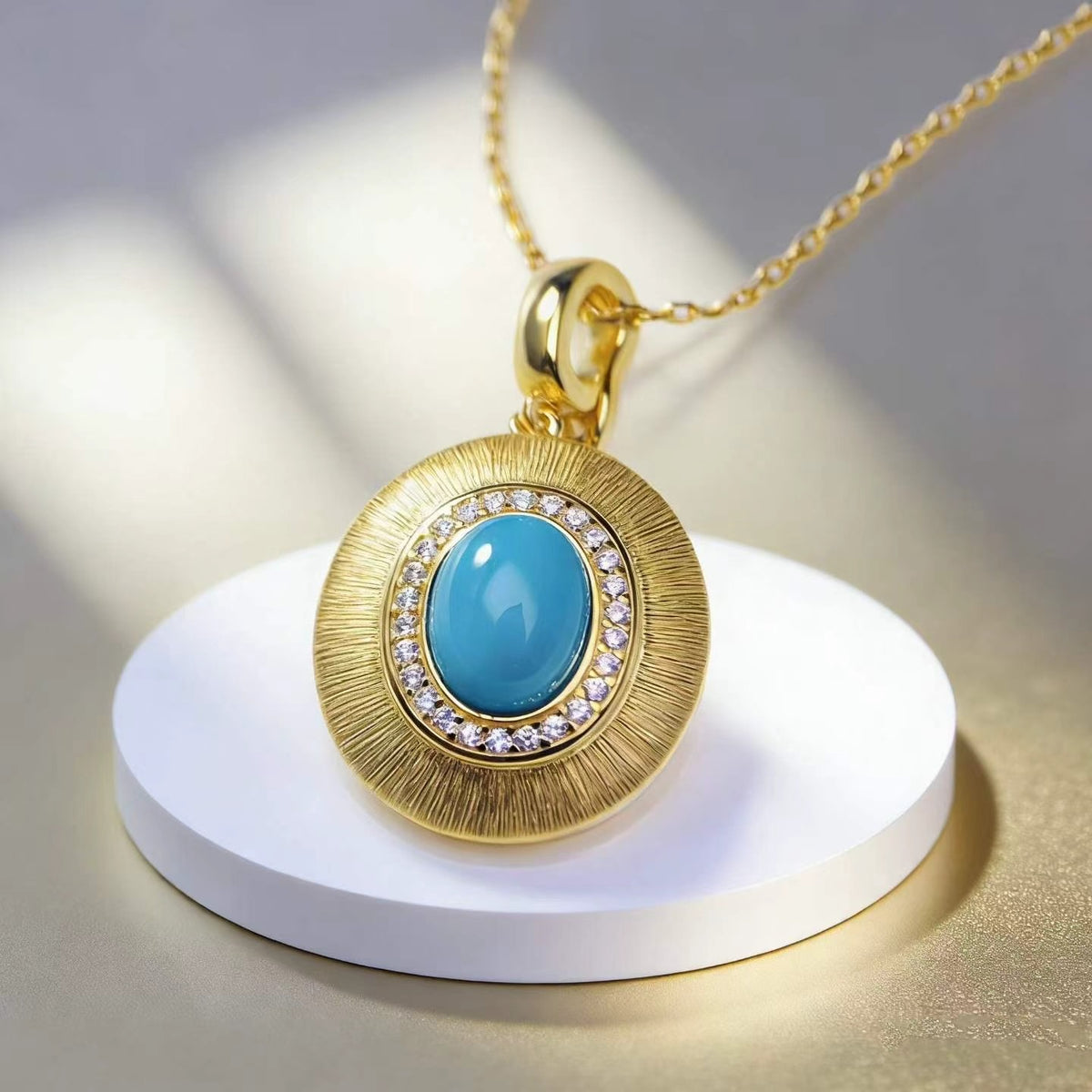 Sun Eyes S925 turquoise pendant - handcrafted by Wudang artisans | Turquoise Princess