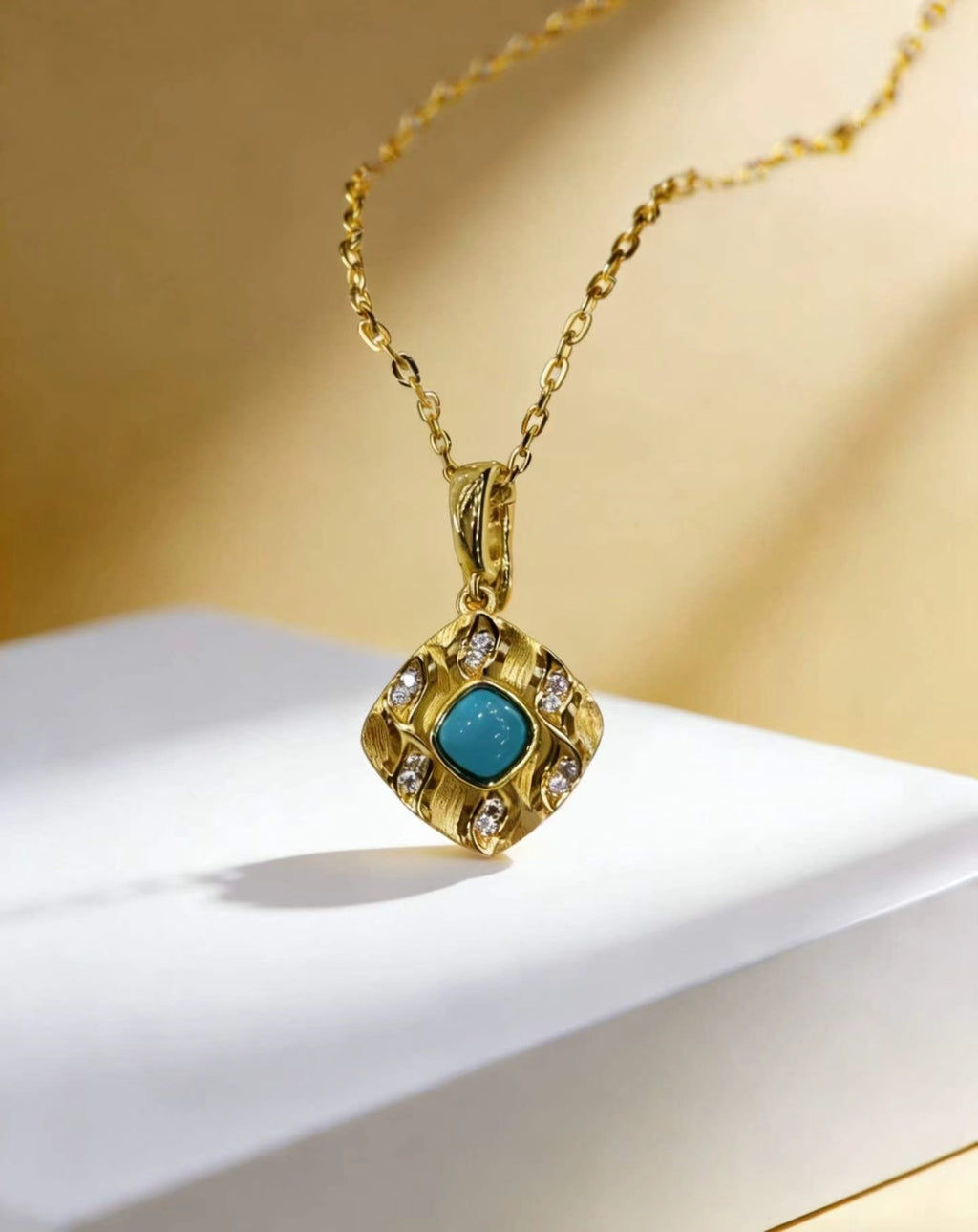 Golden River S925 turquoise pendant - handcrafted by Wudang artisans | Turquoise Princess
